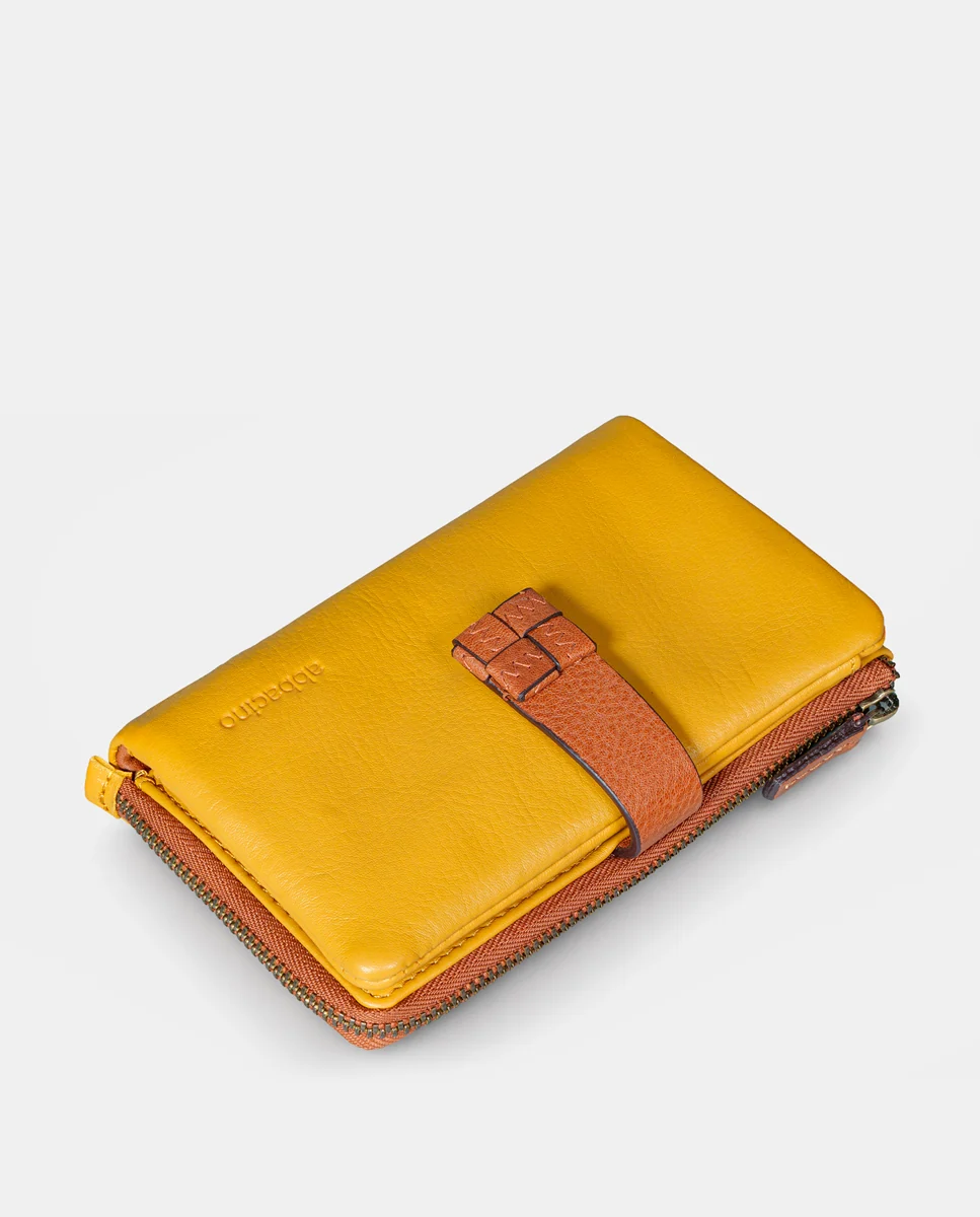 Cartera mediana de mujer en piel amarilla - Imagen 7