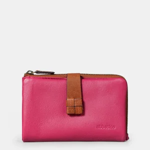 Cartera mediana de mujer en piel fucsia