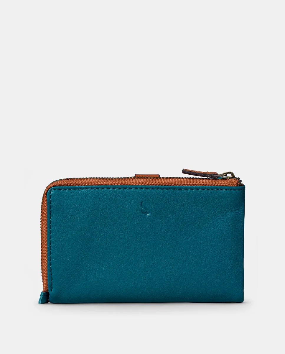 Cartera mediana de mujer en piel azul - Imagen 4