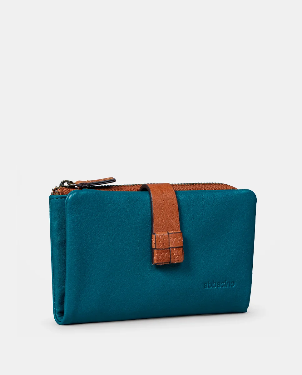 Cartera mediana de mujer en piel azul - Imagen 5