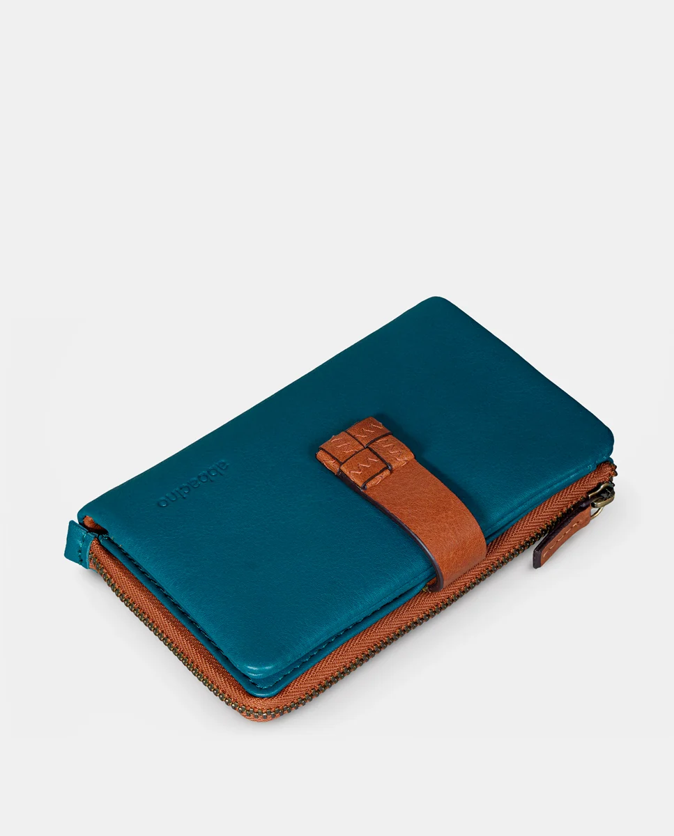 Cartera mediana de mujer en piel azul - Imagen 6