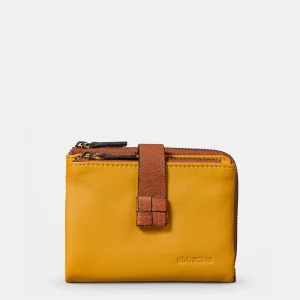 Cartera pequeña de mujer en piel amarilla