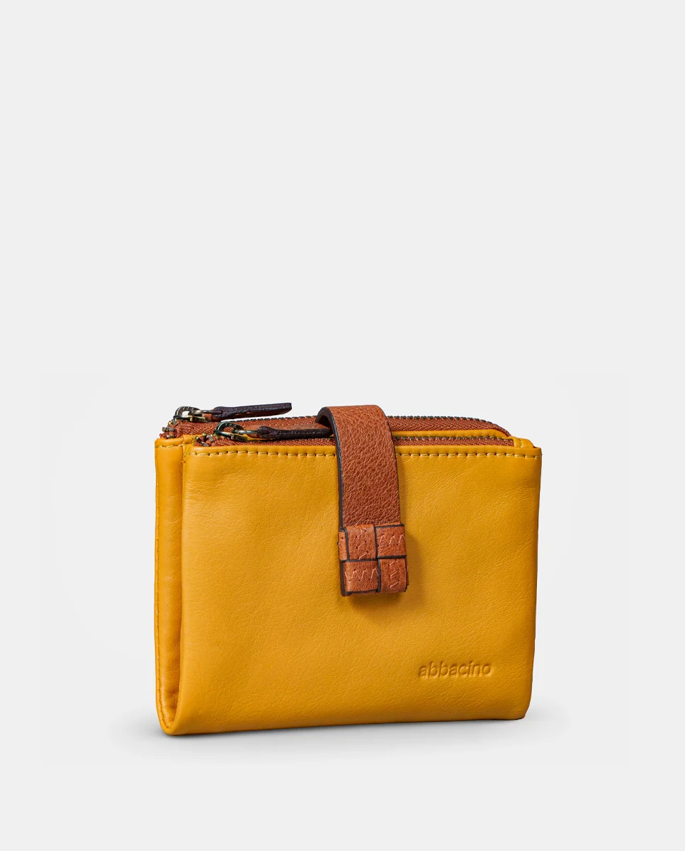Cartera pequeña de mujer en piel amarilla - Imagen 5
