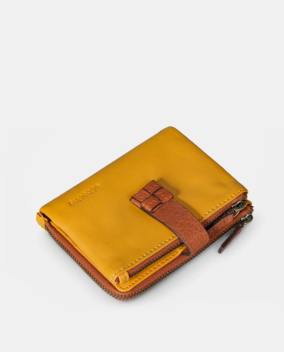 Cartera pequeña de mujer en piel amarilla - Imagen 6