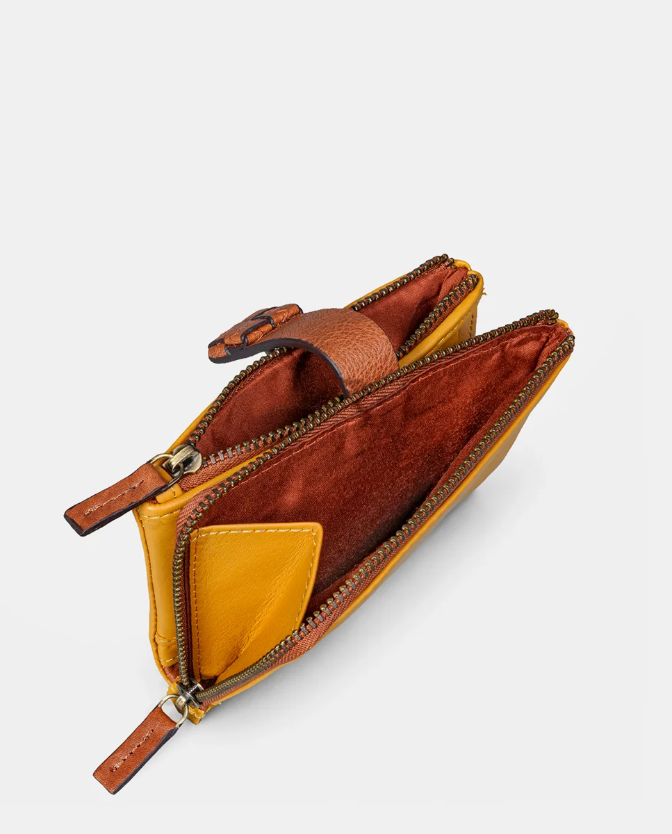 Cartera pequeña de mujer en piel amarilla - Imagen 7