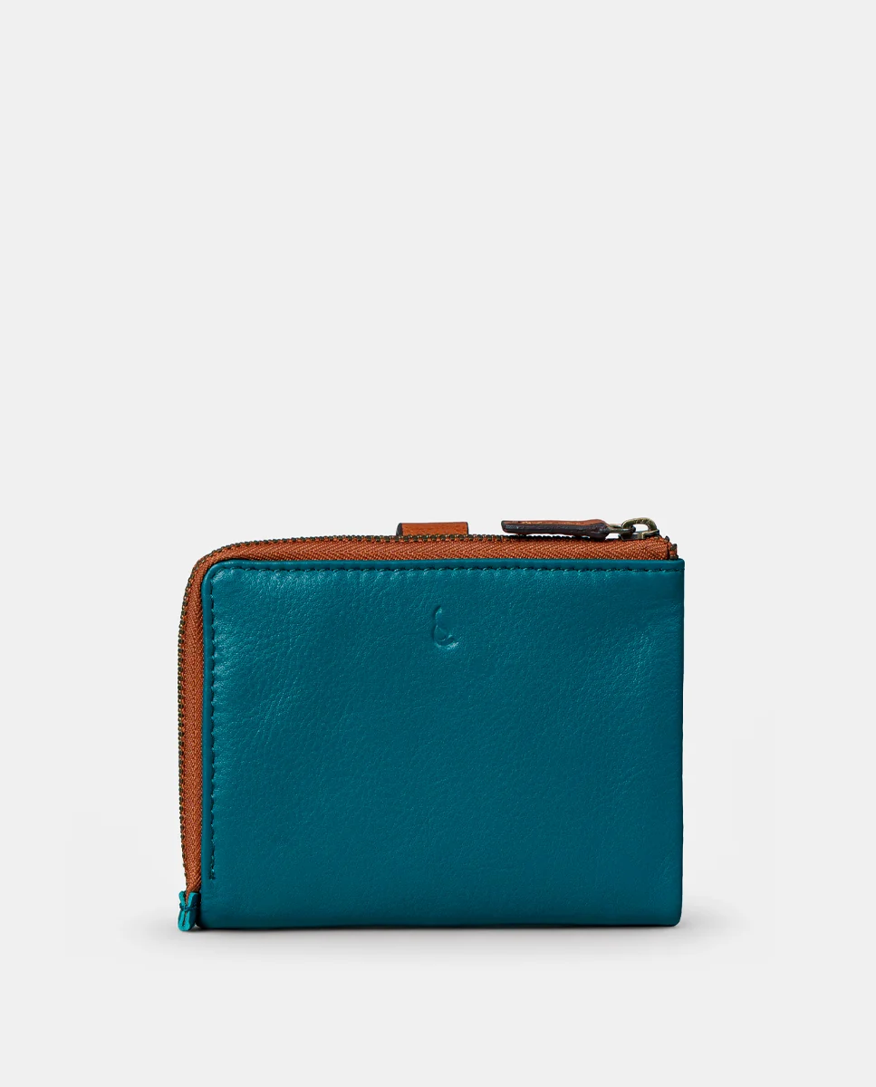 Cartera pequeña de mujer en piel azul - Imagen 4