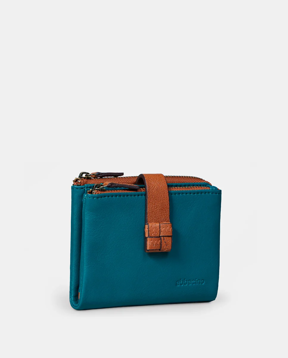 Cartera pequeña de mujer en piel azul - Imagen 5