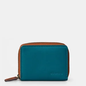 Cartera pequeña de mujer en piel azul