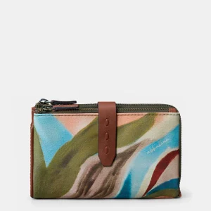 Cartera mediana de mujer en piel estampada