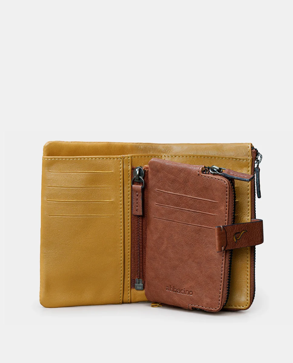 Cartera mediana de mujer en piel ámbar - Imagen 3