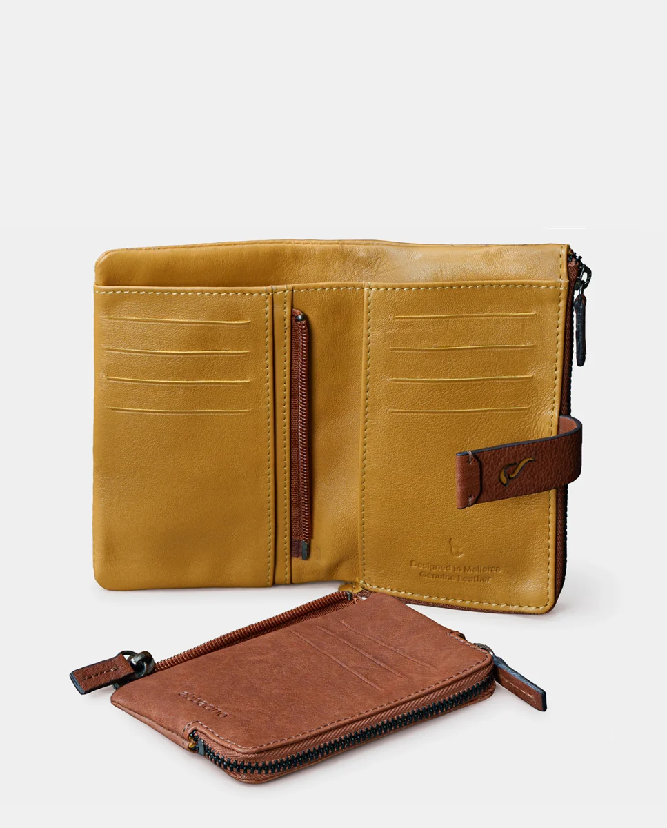 Cartera mediana de mujer en piel ámbar - Imagen 6