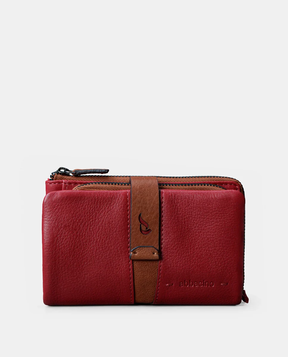 Cartera mediana de mujer en piel roja - Imagen 2