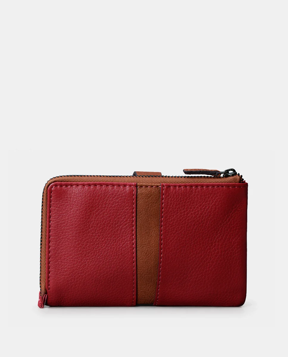 Cartera mediana de mujer en piel roja - Imagen 5