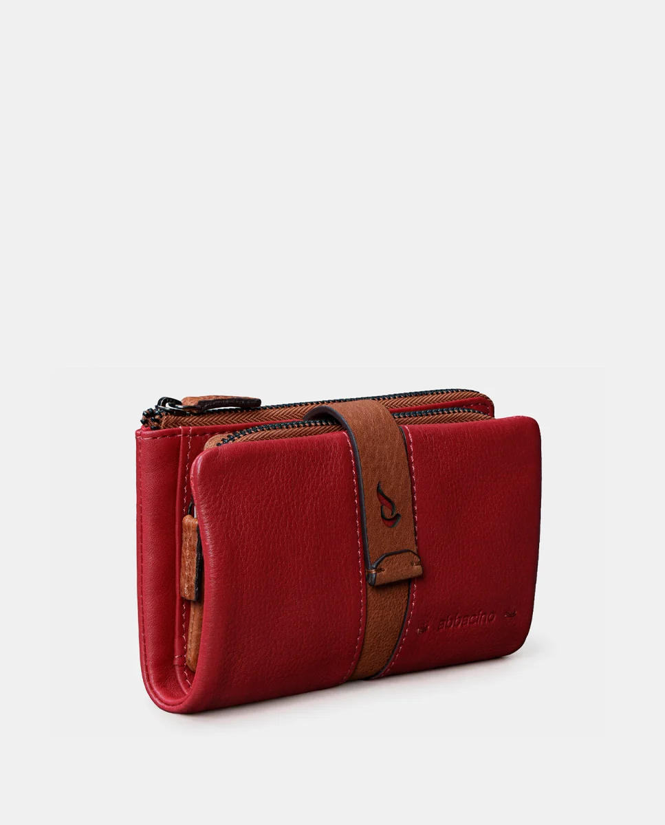 Cartera mediana de mujer en piel roja - Imagen 4