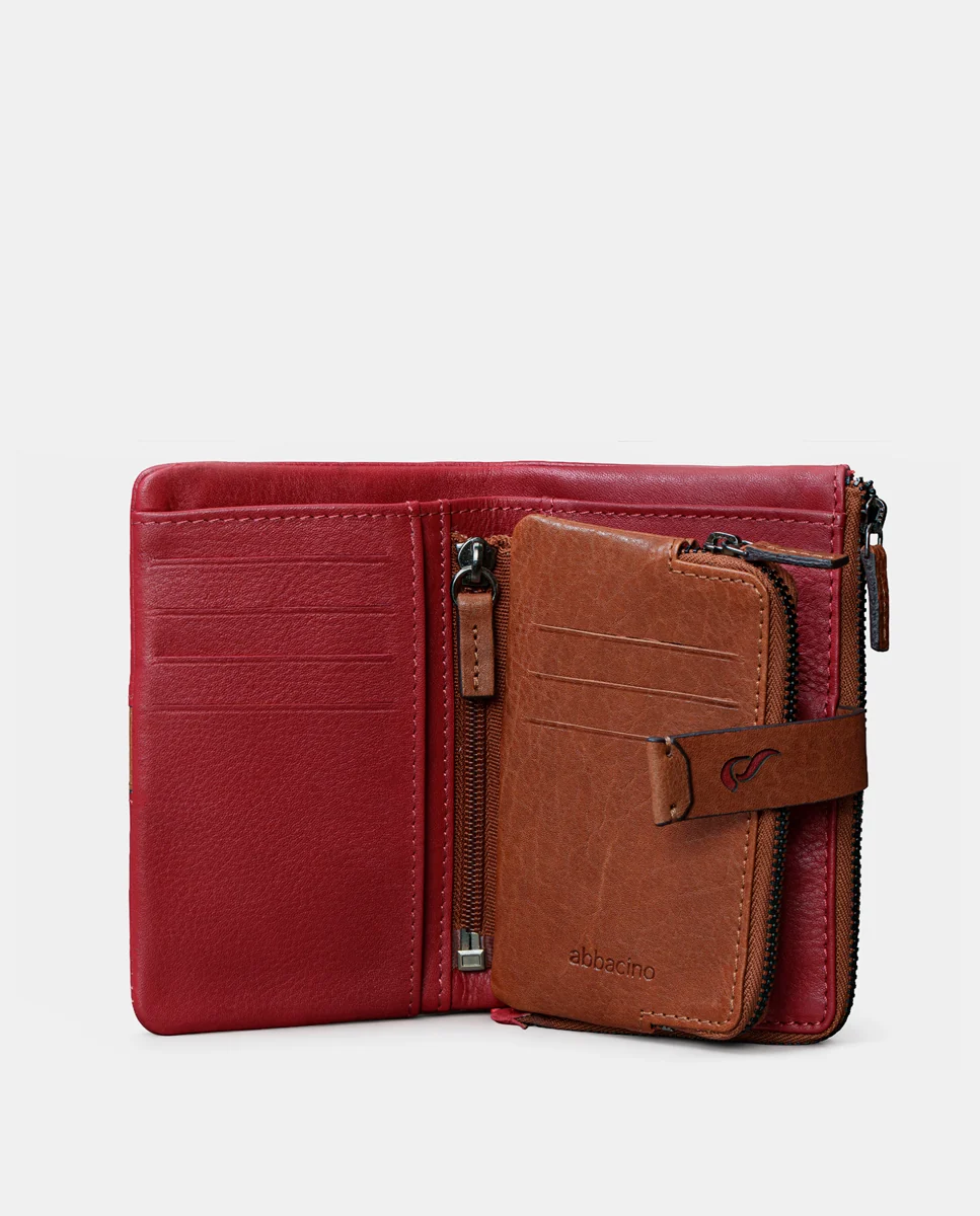 Cartera mediana de mujer en piel roja - Imagen 3
