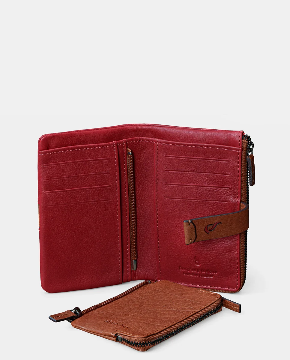 Cartera mediana de mujer en piel roja - Imagen 7