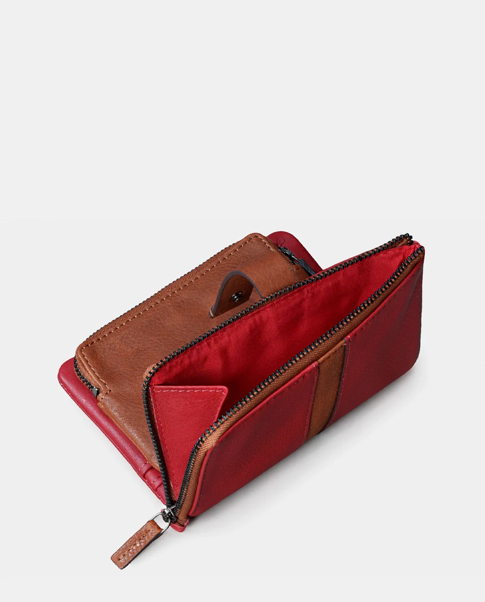Cartera mediana de mujer en piel roja - Imagen 8