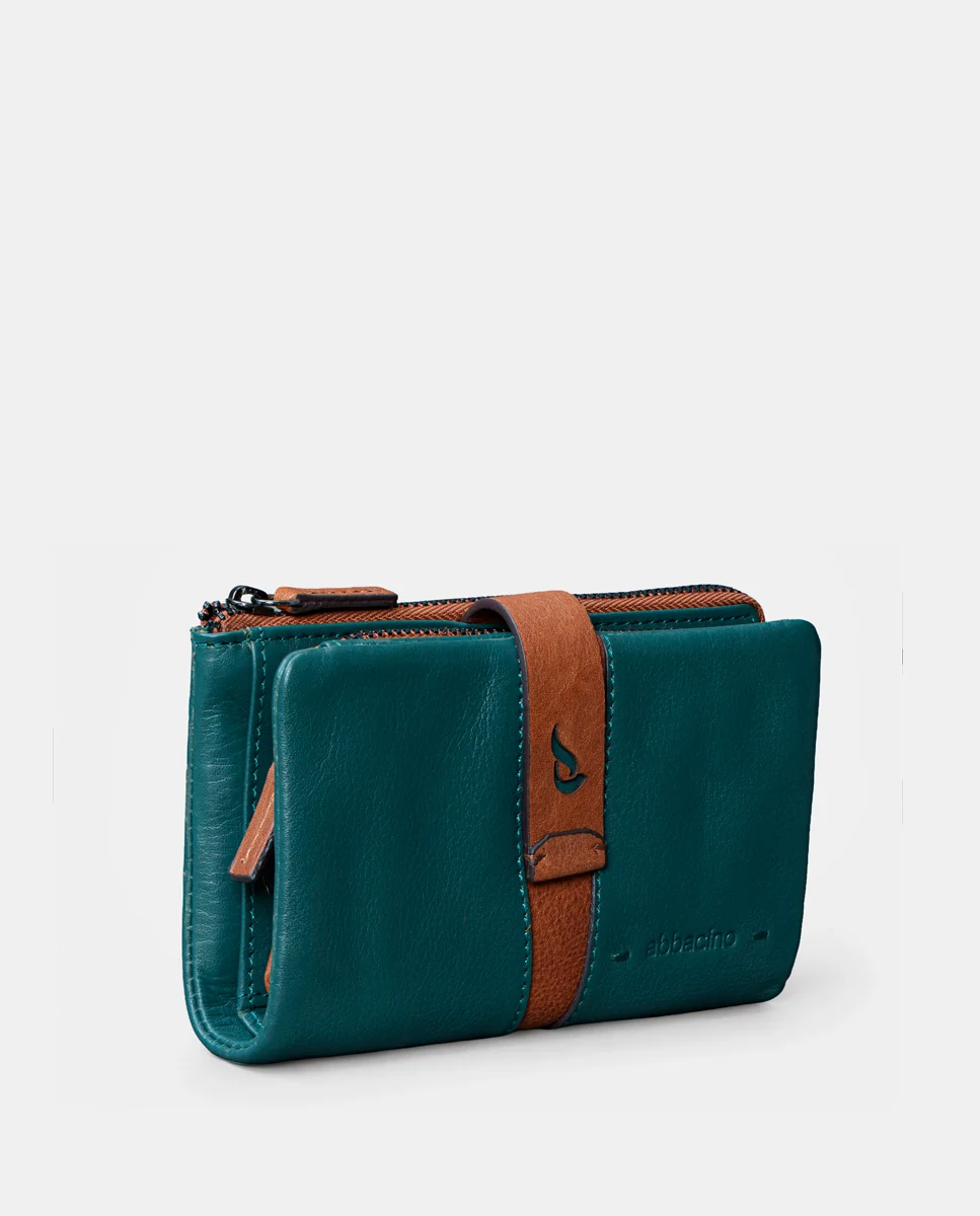 Cartera mediana de mujer en piel azul - Imagen 5