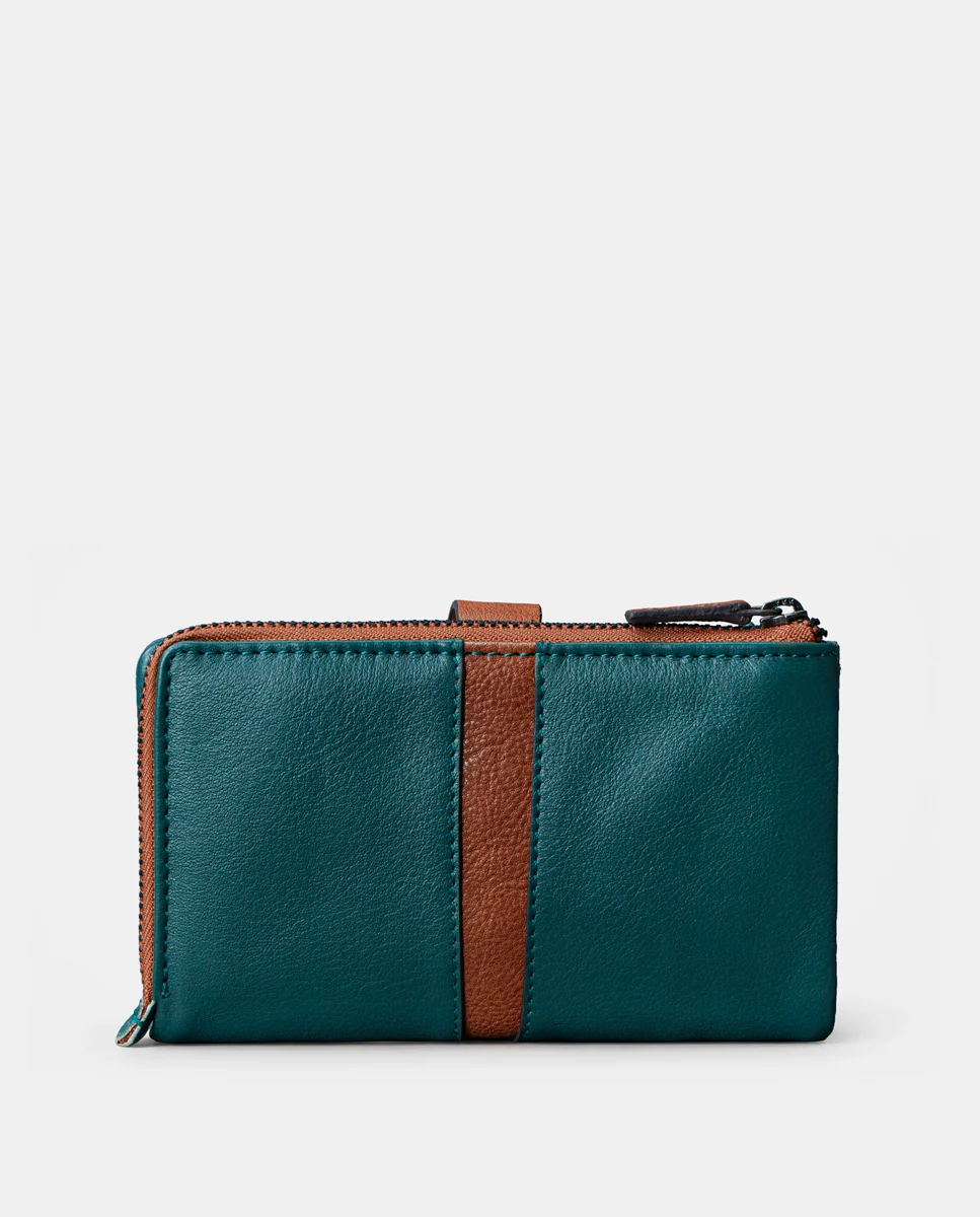 Cartera mediana de mujer en piel azul - Imagen 6
