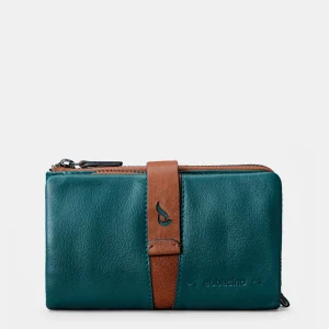 Cartera mediana de mujer en piel azul