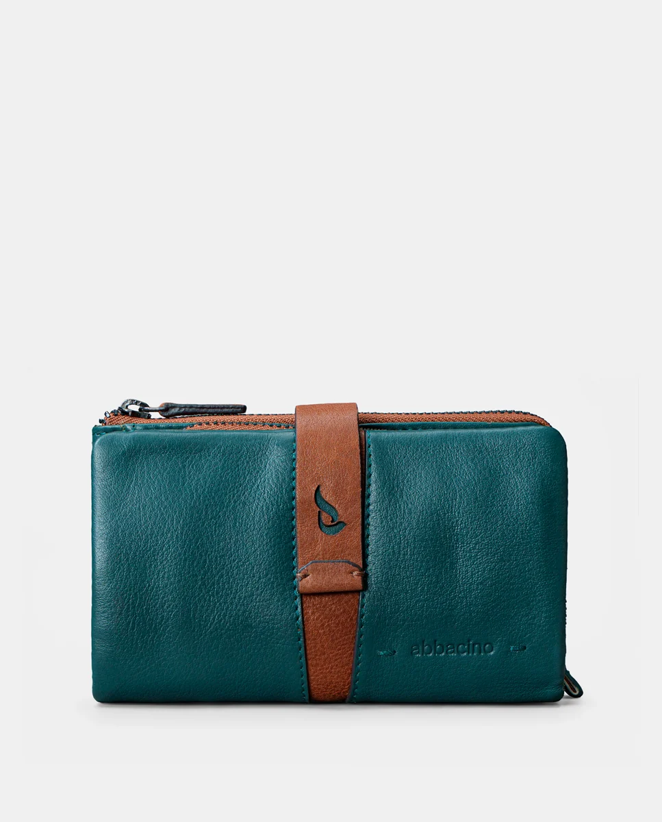 Cartera mediana de mujer en piel azul - Imagen 2