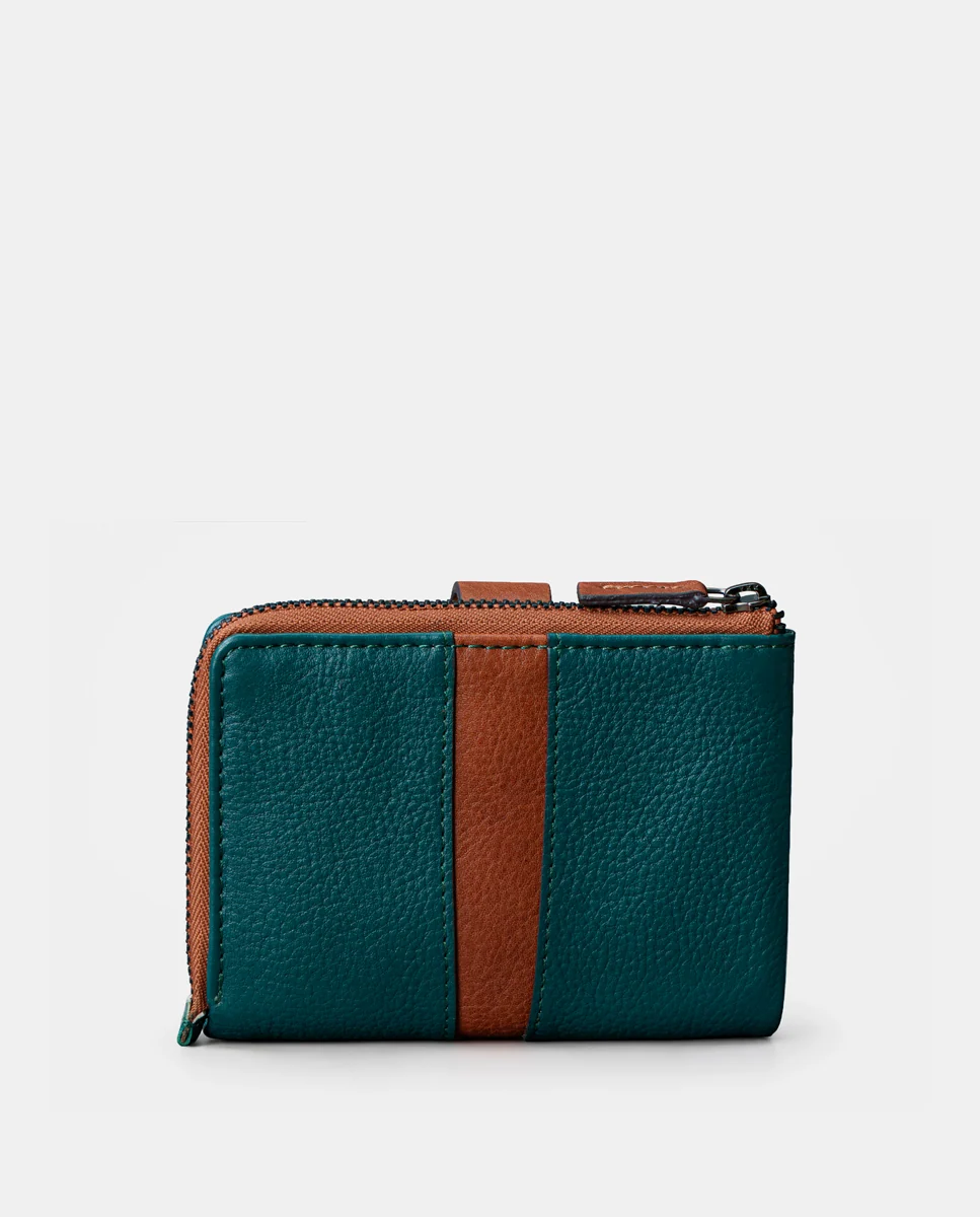 Cartera pequeña de mujer en piel azul - Imagen 6