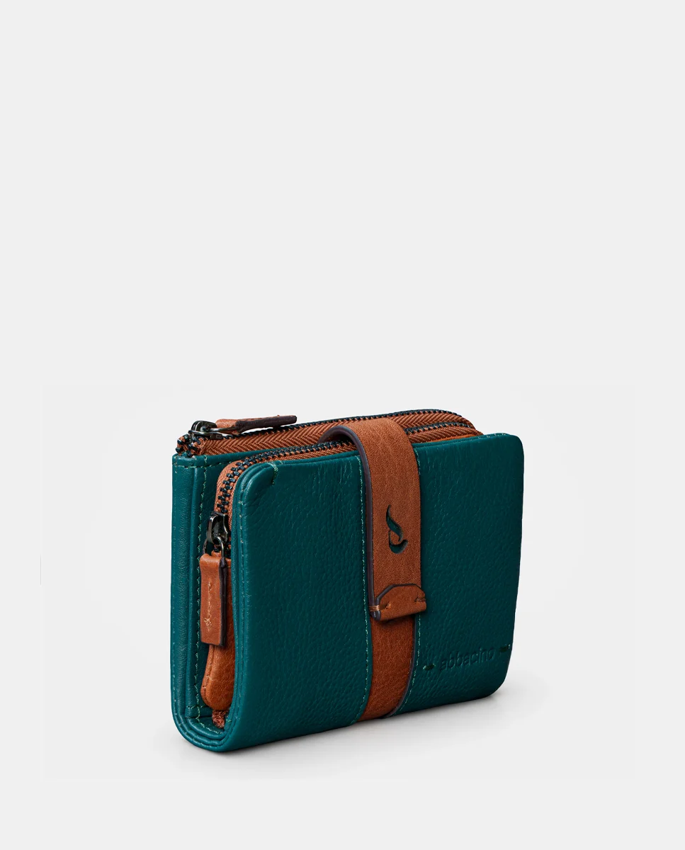 Cartera pequeña de mujer en piel azul - Imagen 5