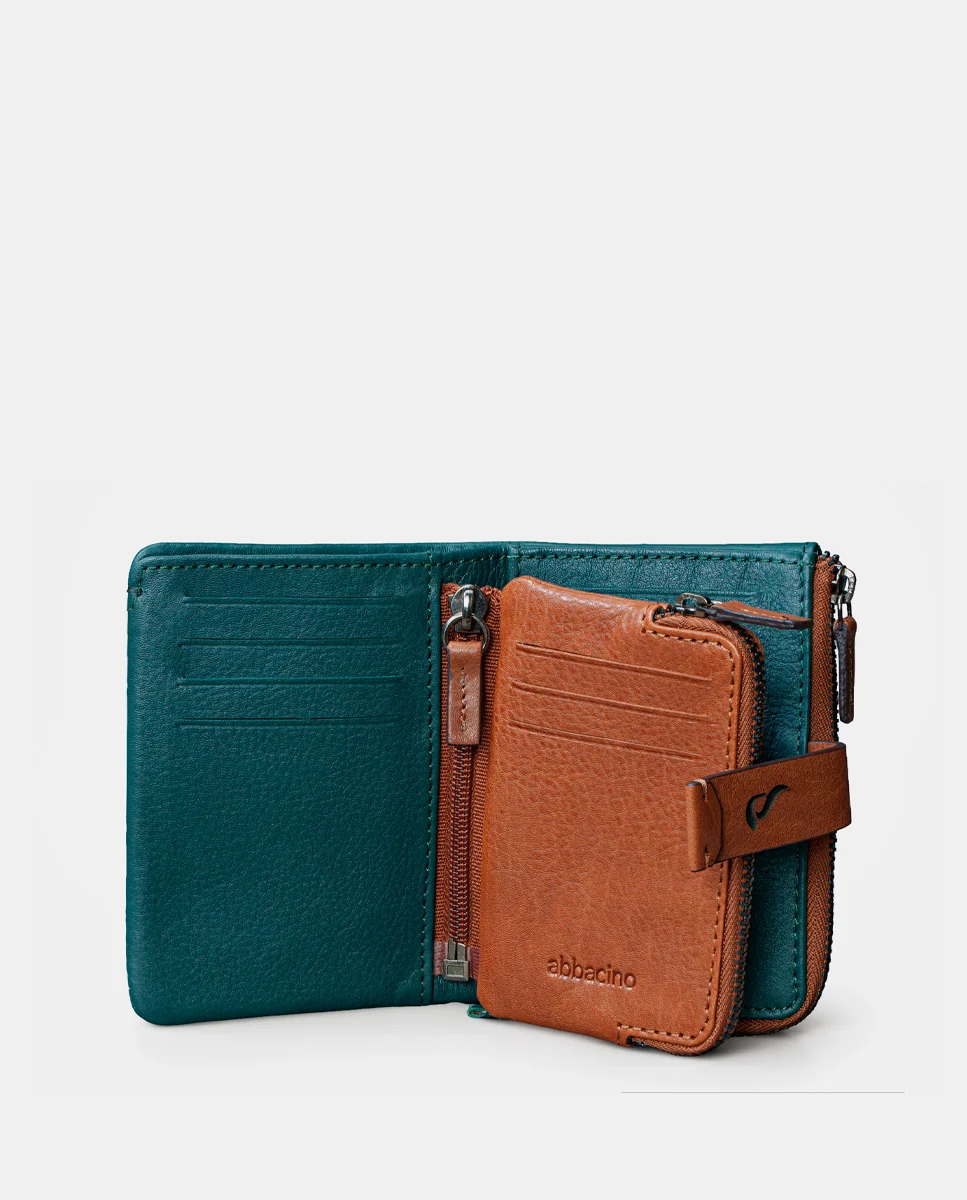 Cartera pequeña de mujer en piel azul - Imagen 3
