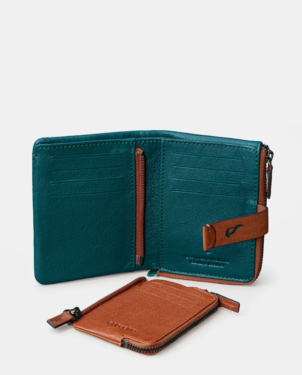 Cartera pequeña de mujer en piel azul - Imagen 7