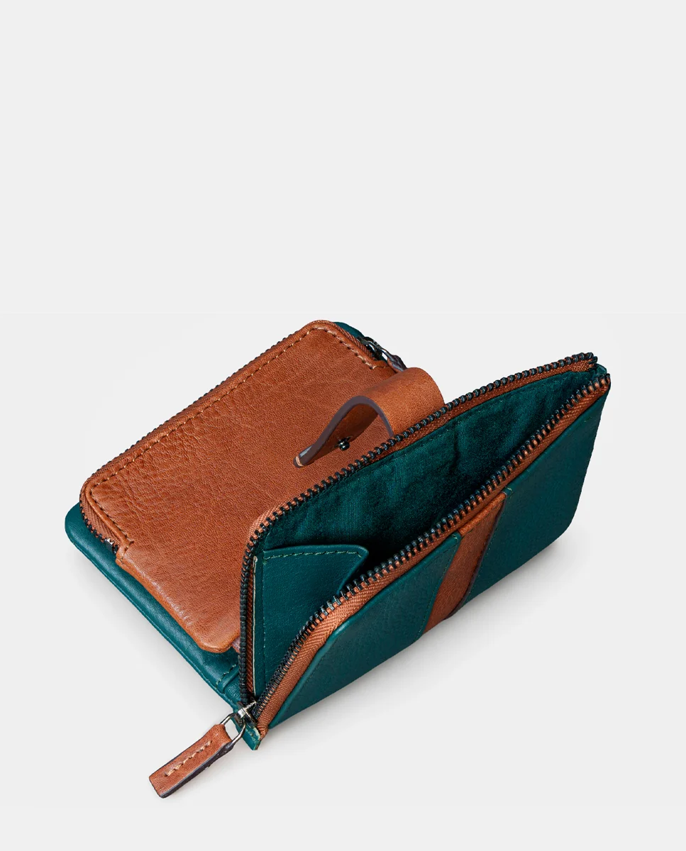 Cartera pequeña de mujer en piel azul - Imagen 4