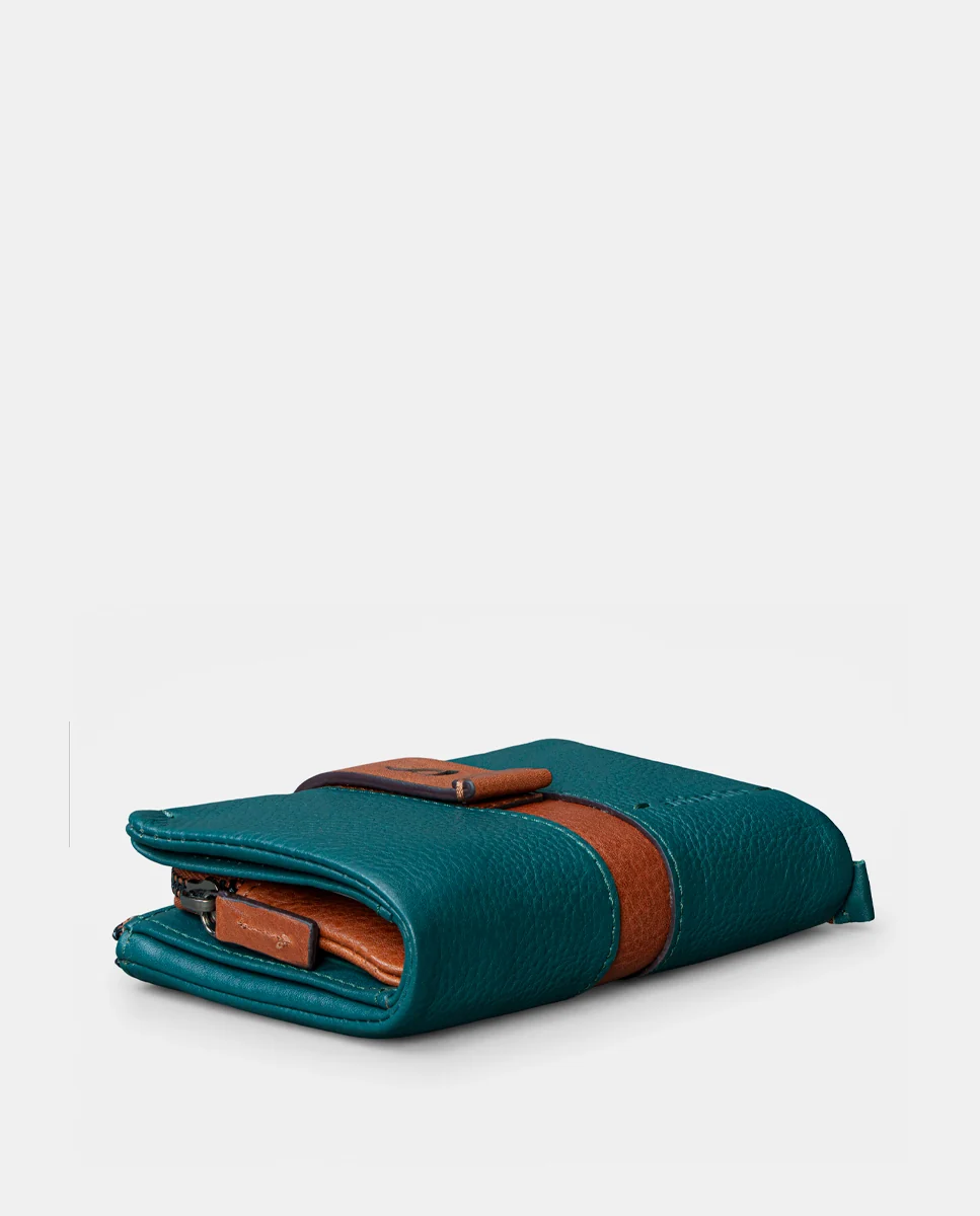 Cartera pequeña de mujer en piel azul - Imagen 8
