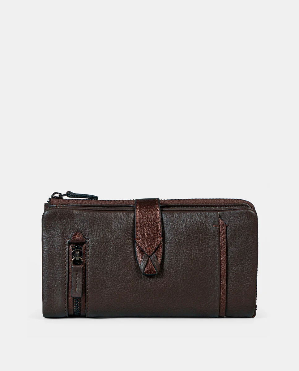 Cartera grande de mujer en piel marrón - Imagen 2