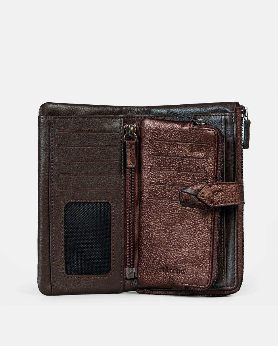 Cartera grande de mujer en piel marrón - Imagen 3