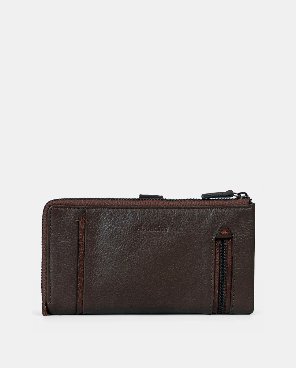 Cartera grande de mujer en piel marrón - Imagen 4