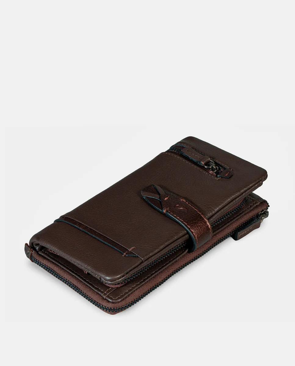 Cartera grande de mujer en piel marrón - Imagen 7
