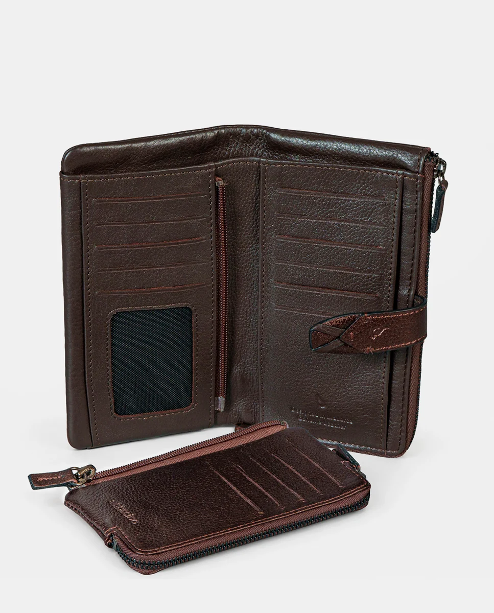 Cartera grande de mujer en piel marrón - Imagen 8