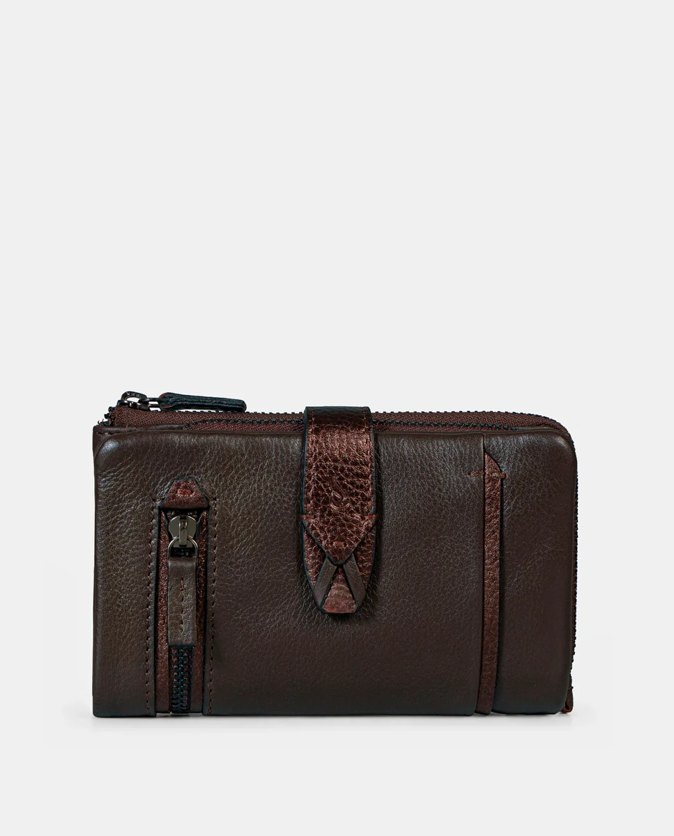 Cartera mediana de mujer en piel marrón