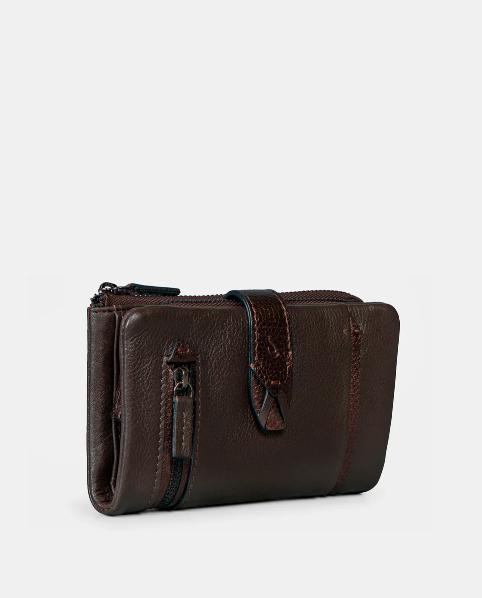 Cartera mediana de mujer en piel marrón - Imagen 5