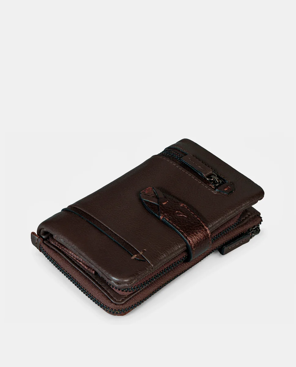 Cartera mediana de mujer en piel marrón - Imagen 7
