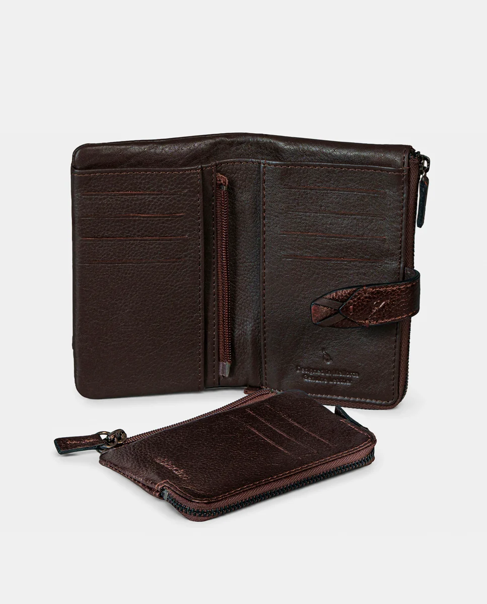 Cartera mediana de mujer en piel marrón - Imagen 8
