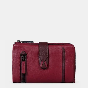 Cartera mediana de mujer en piel burdeos