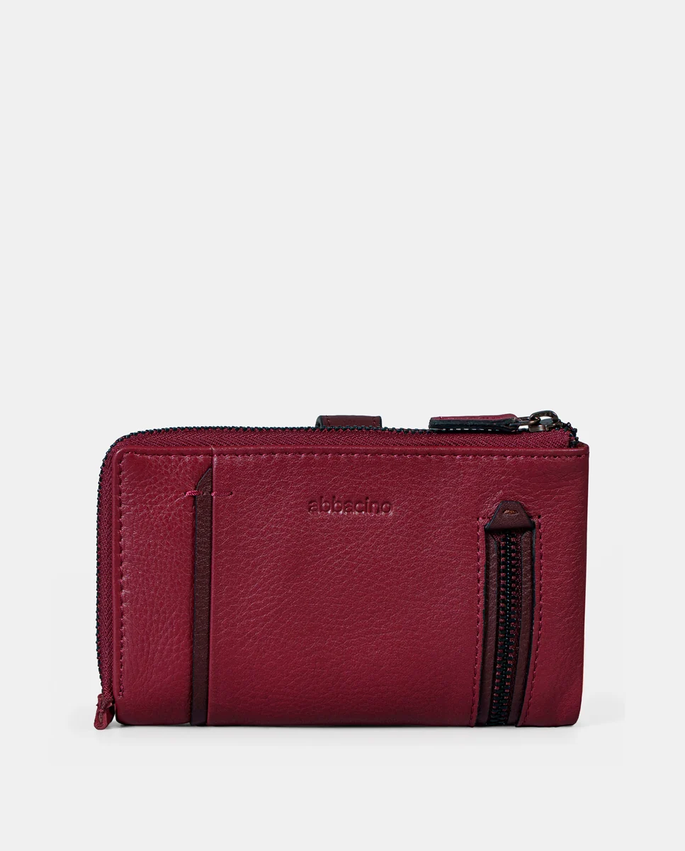 Cartera mediana de mujer en piel burdeos - Imagen 4