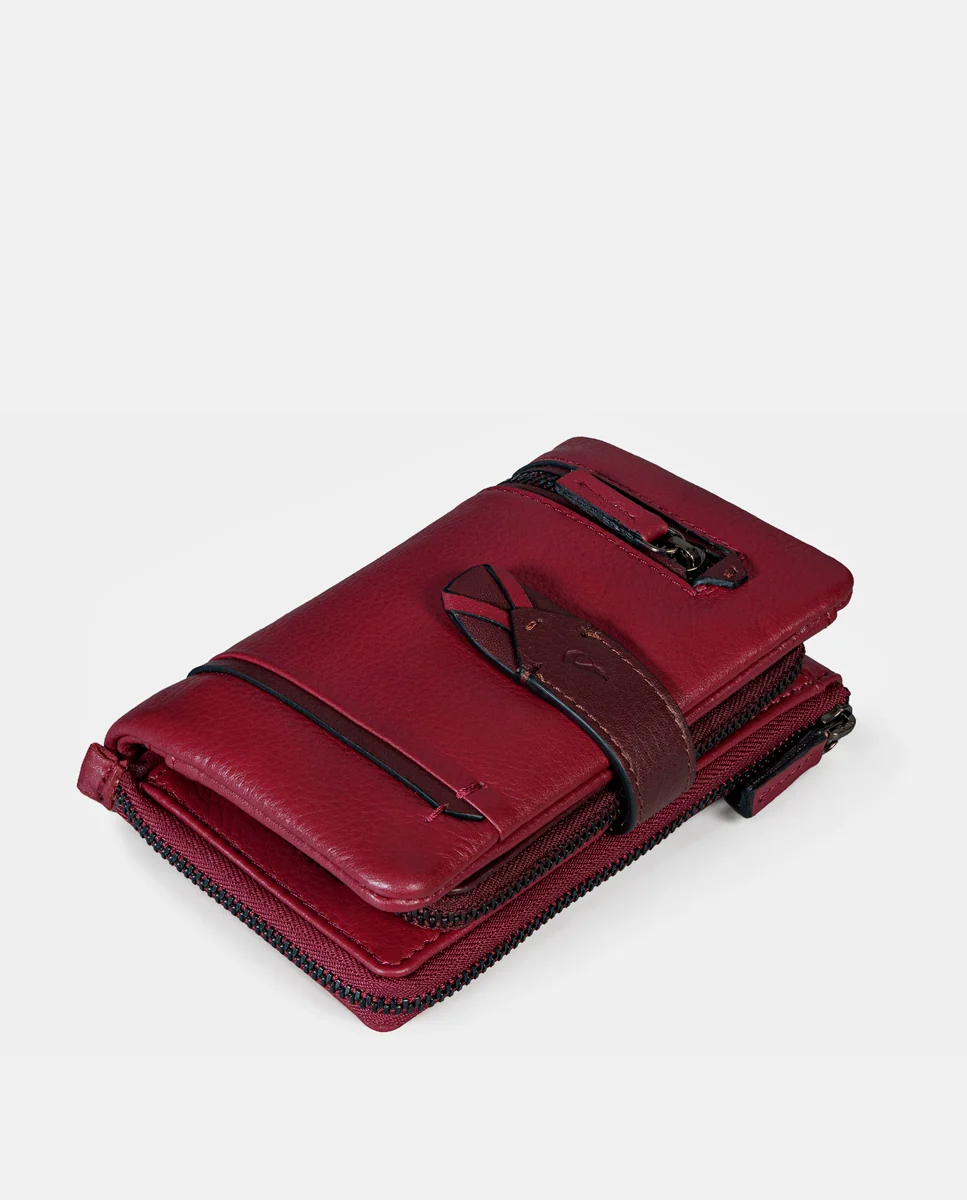 Cartera mediana de mujer en piel burdeos - Imagen 7