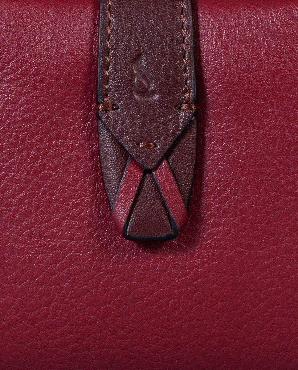 Cartera mediana de mujer en piel burdeos - Imagen 9