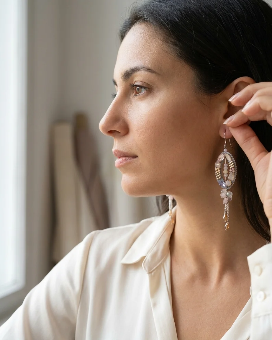 Pendientes Aros Malva Mediterránea - Imagen 4