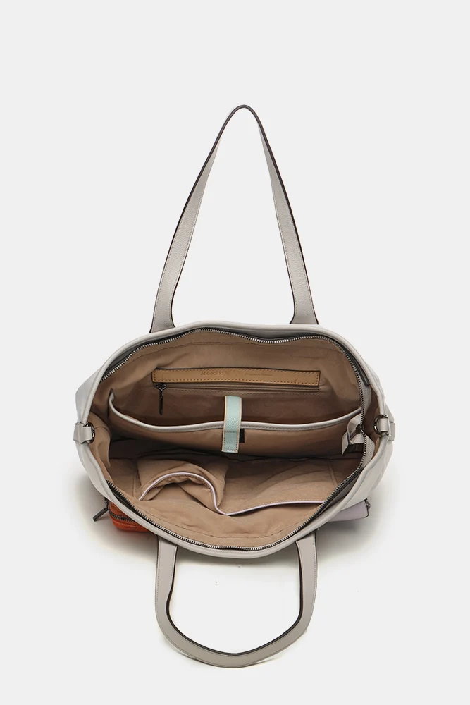 Bolso shopper de mujer en nylon beige - Imagen 7