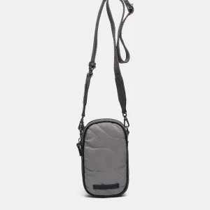 Bolso para el móvil en materiales reciclados y acolchados gris