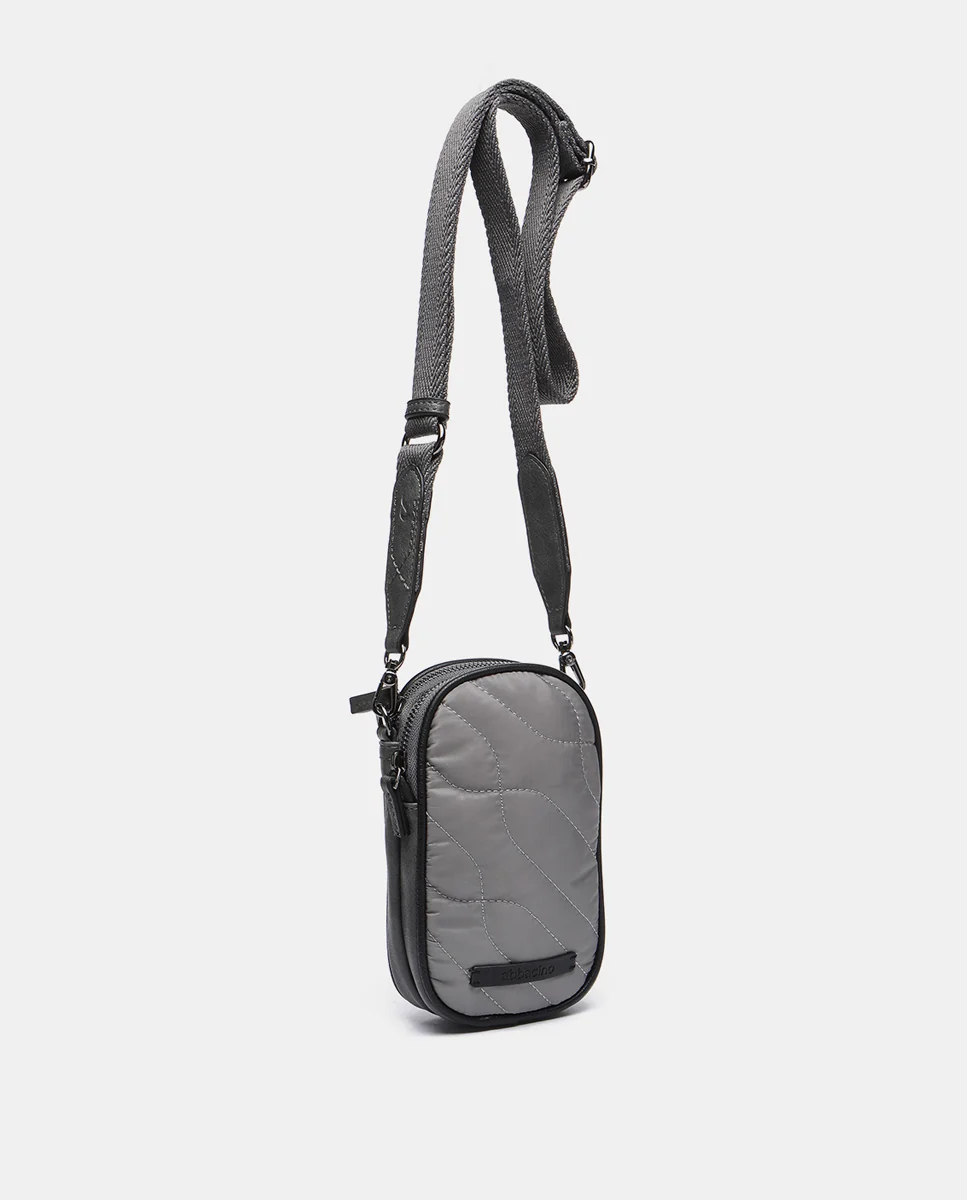 Bolso para el móvil en materiales reciclados y acolchados gris - Imagen 3