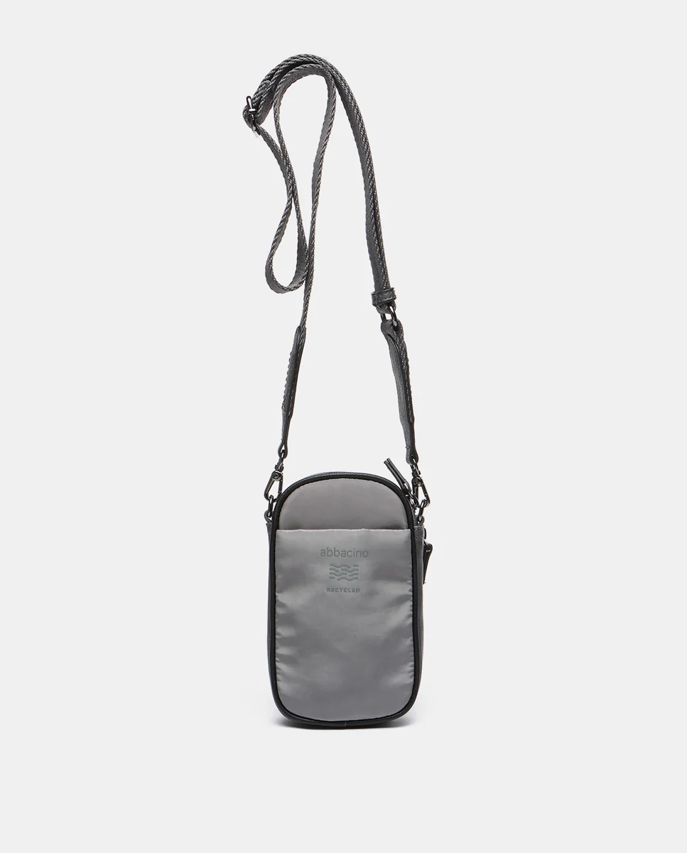 Bolso para el móvil en materiales reciclados y acolchados gris - Imagen 4