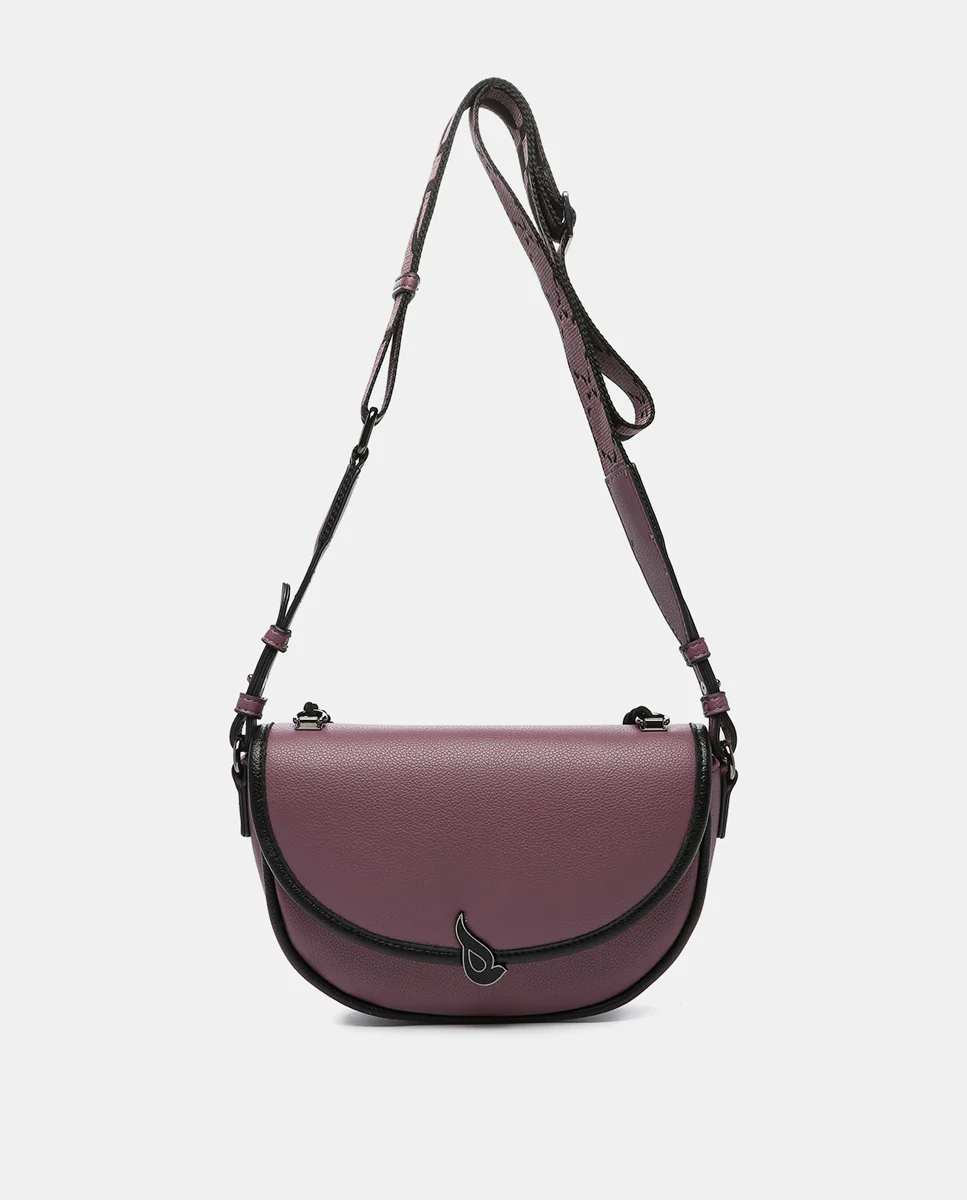 Bandolera media luna en materiales reciclados morada